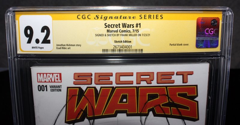 Secret Wars #1 CGC (9.2) Signed & Sketched by Frank Miller - 2021