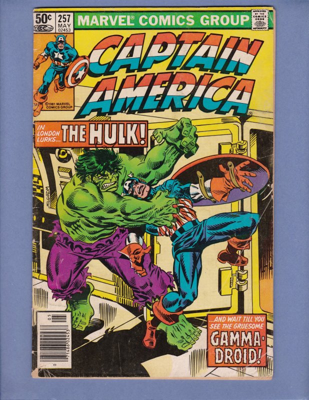 Captain America #257 VG Incredible Hulk Appearance Marvel 1981