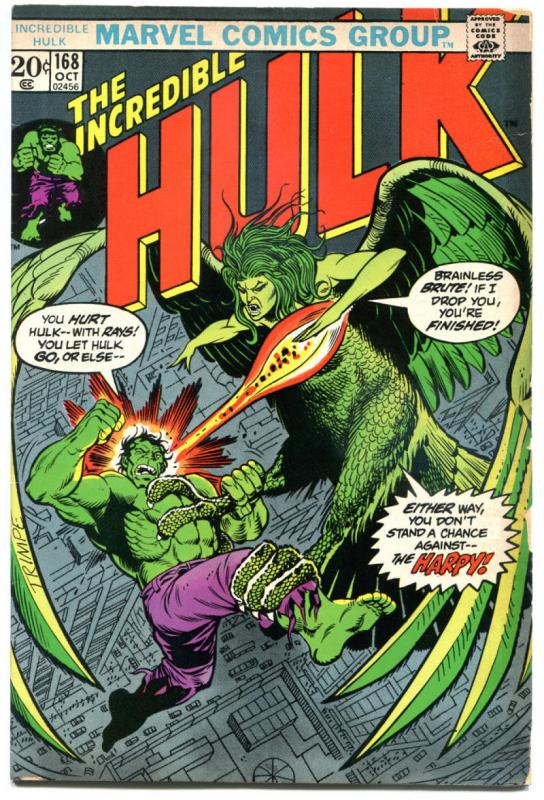 HULK #166 167 168, FN+, Bruce Banner, 1968, Incredible, 1st Zzzax and Harpy