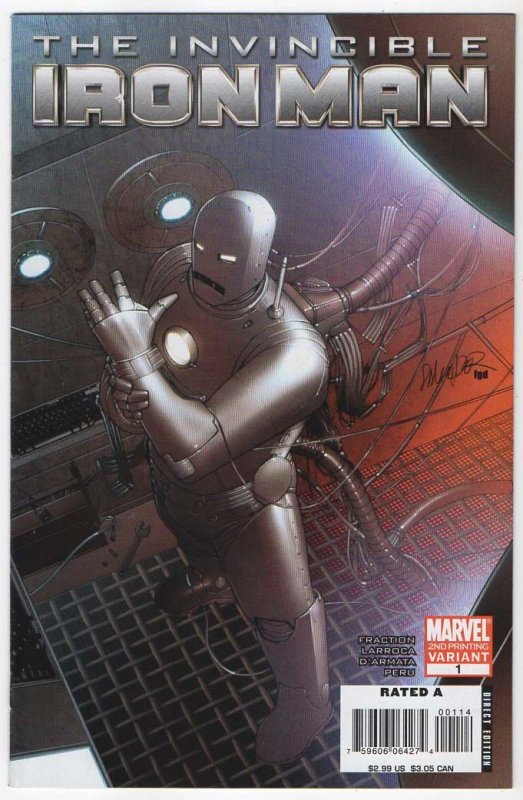 Invincible Iron Man #1 Second Print Larroca Cover (2008)   NM/M  original owner