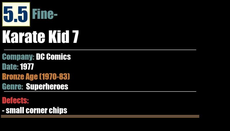 Karate Kid 7 (1977) FN- 5.5 Bronze Age DC Comics