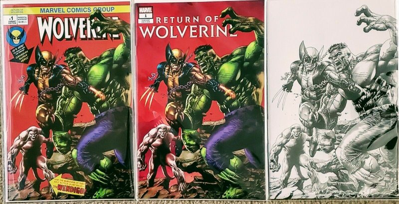  Return of Wolverine #1 Mico Suayan NYCC Variants and B&W Hulk 181 homage