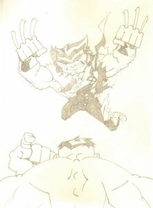 Wolverine vs Hulk Pencil Illo art by Jason Johnson