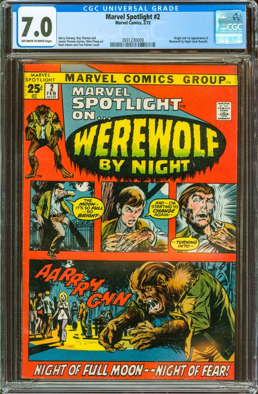 Marvel Spotlight #2 (1972) GCG Graded 7.0 - 1st Werewolf by Night!