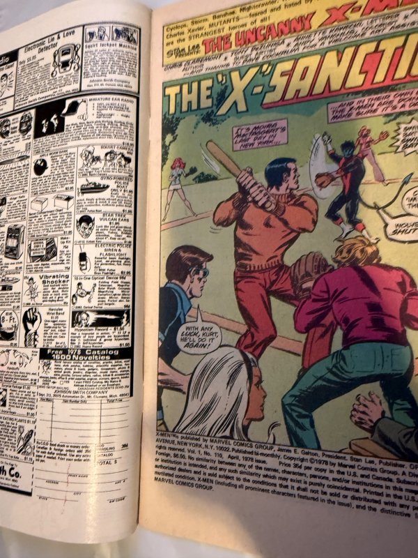 The X-Men #110 (1978) The X-sanction uk variant