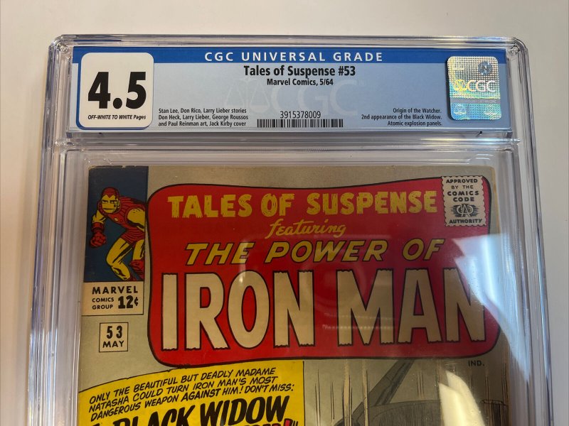 Tales Of Suspense (1964) # 53 (CGC 4.5 OWTWP) 2nd App Black Widow Origin Watcher