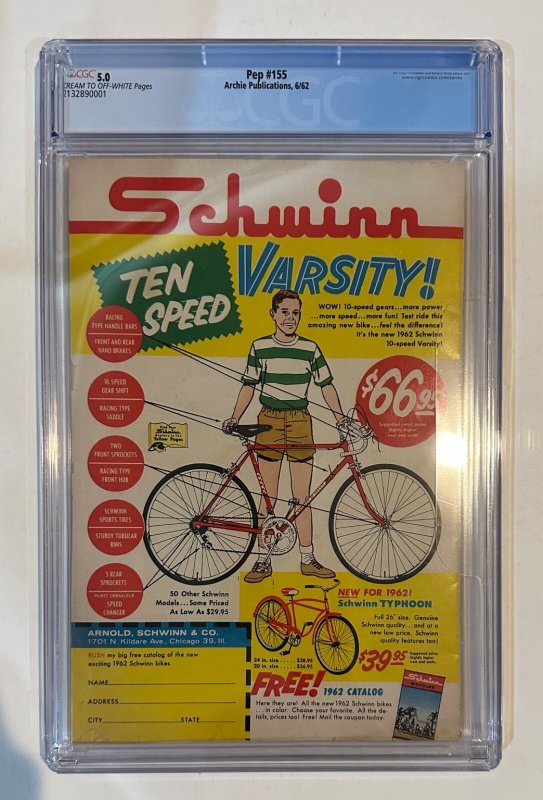 (1962) Archie Comic’s PEP #155 CGC 5.0 Classic CATWOMAN Cover!