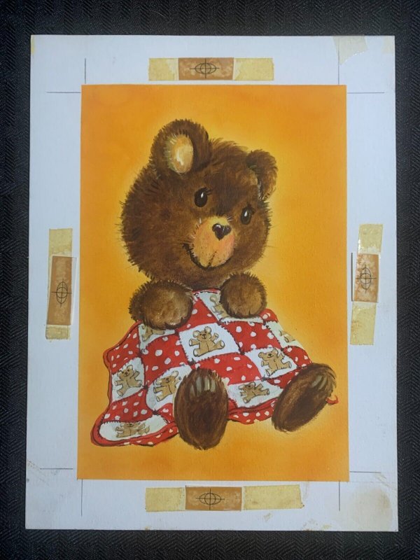 YOUR BIRTHDAY'S HERE Cute Painted Teddy Bear 6x8 Greeting Card Art #303