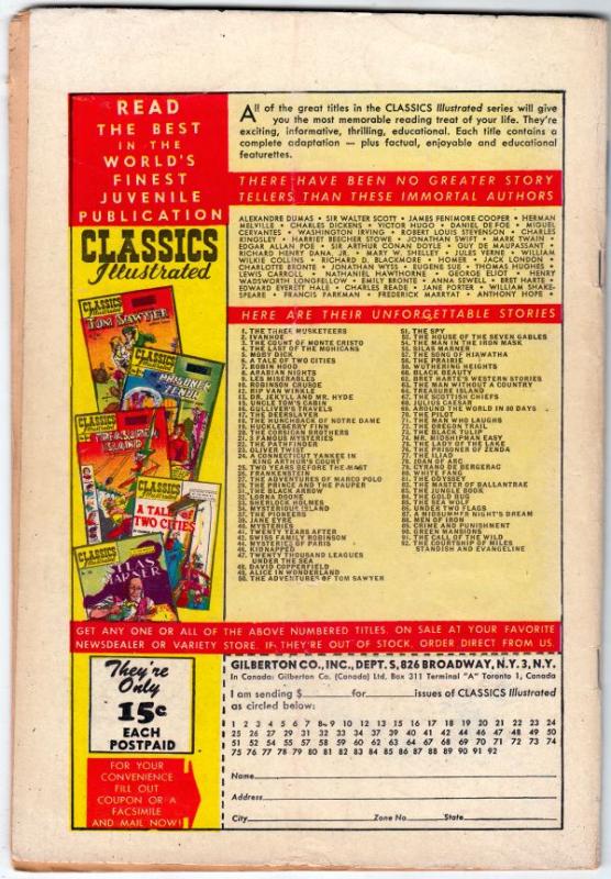 Classics Illustrated #91 (Jan-52) VG Affordable-Grade 