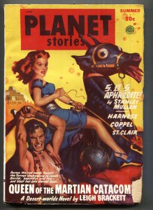 Planet Stories--Summer 1949-- GGA cover-Queen of The Martian Catacombs--Lei...