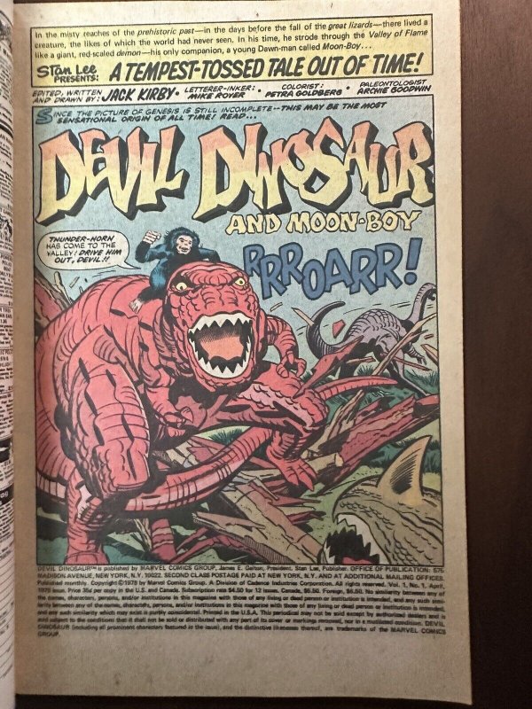 Devil Dinosaur #1 VF- 1st App of DD and Moon Boy. Kirby Cover (Marvel 1978)