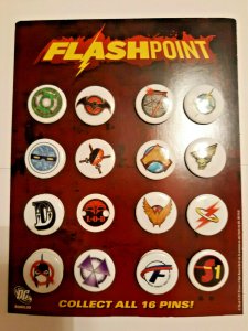 Promo Set 15/16 DC Comics Flashpoint Promo Buttons/Pins on Retailer Promo Card