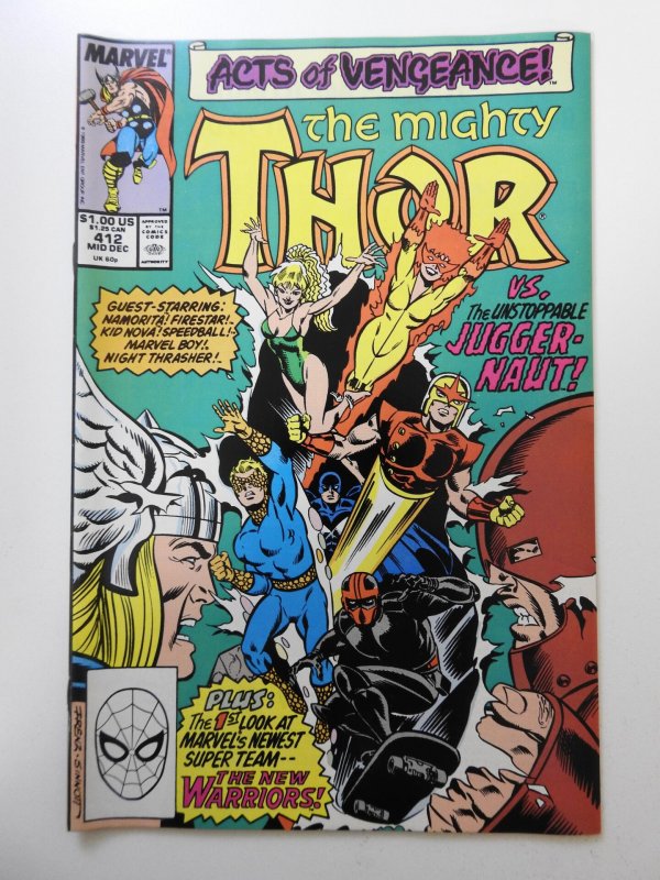 The Mighty Thor #412 (1989) VF+ Condition! First full app of the New Warriors!