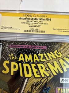 The Amazing Spider-Man (1987) # 294 (CGC 9.8 SS) Sketch Mcleod  • Mark Jewelers