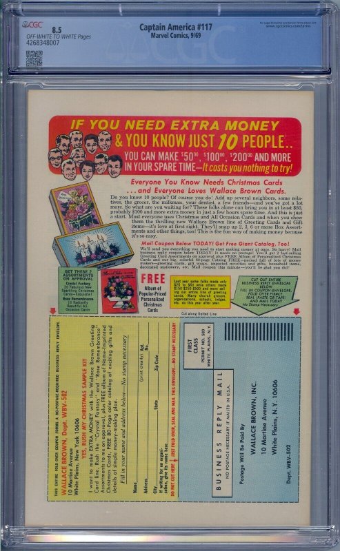 CAPTAIN AMERICA #117 CGC 8.5 1ST FALCON REDWING