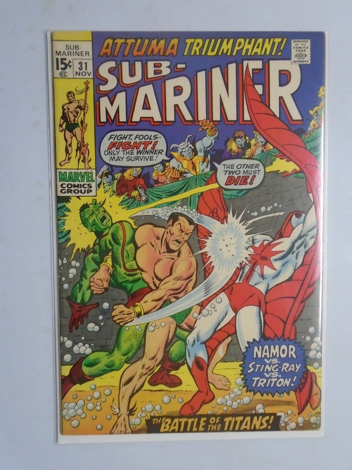 Marvel Comics Group Attuma Triumphant Sub Mariner The Battle Of The Titans 1970 Hipcomic