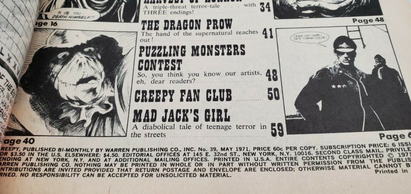 CREEPY MAGAZINE #39 (1971) Frank Brunner Art & 1st Uncle Creepy Appearance VF+