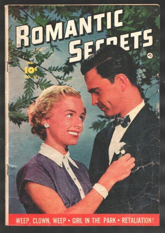 Romantic Secrets #27 1952-Fawcett-photo cover-Weep Clown, Weep-Small parts ...