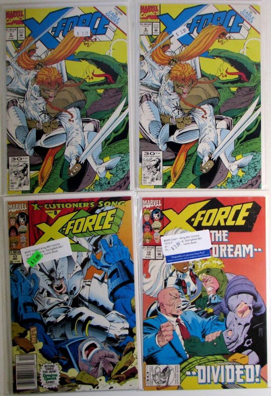 1992 X-Force Lot of 4 #6 x2, 17, 19 Marvel 1st Series Comic Books