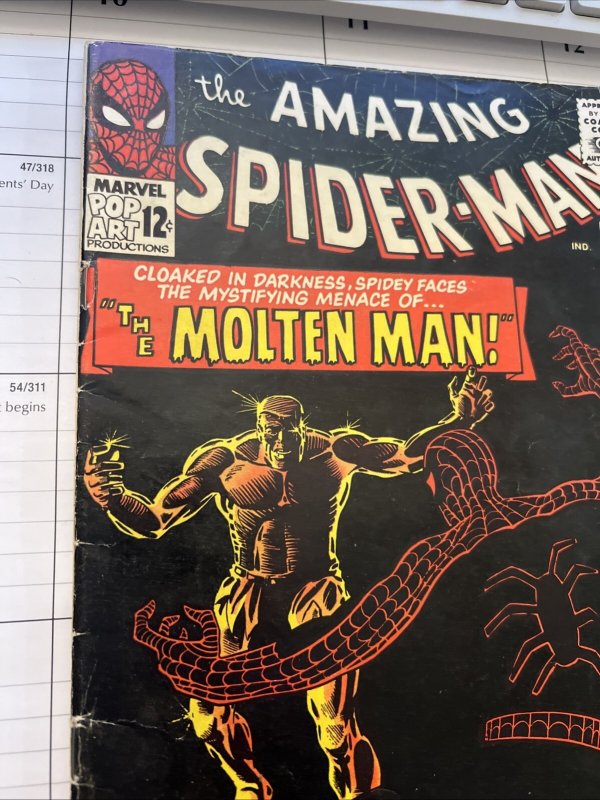 AMAZING SPIDER-MAN # 28 SEPT 1965 Origin & 1st Appearance Molten Man Key