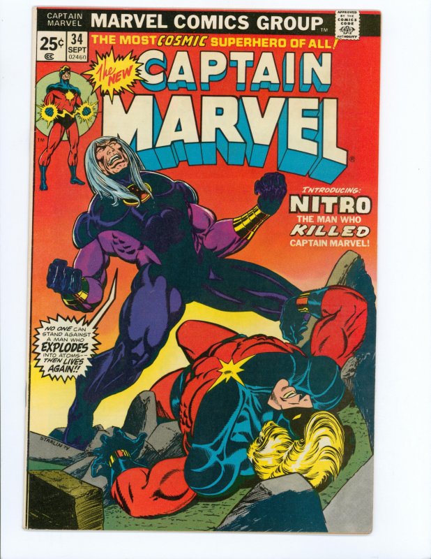 Captain Marvel 34 1st appearance of Nitro, Cpt. Marvel gets cancer