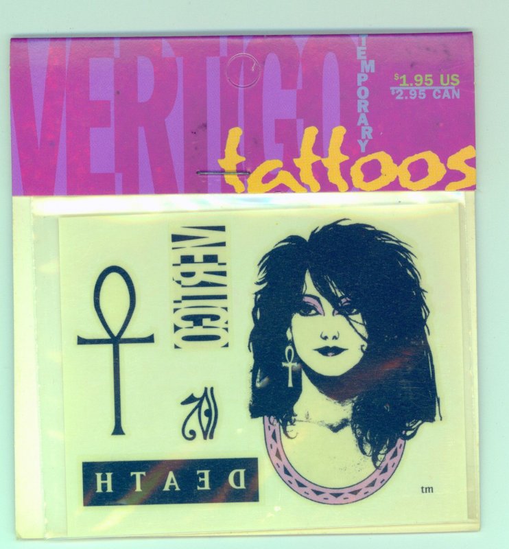 DC VERTIGO DEATH TEMPORARY TATTOOS 1994 STILL SEALED, NEIL GAIMAN