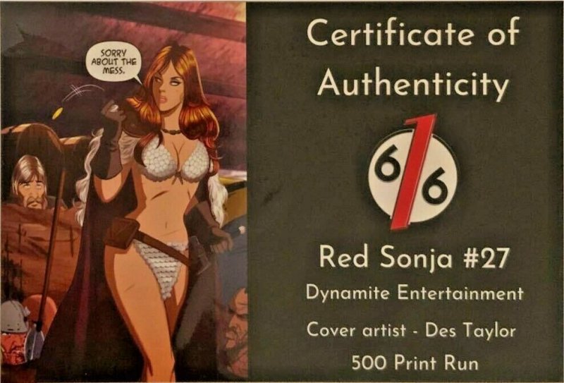 Red Sonja #27 Des Taylor Virgin Variant  W/COA NM.