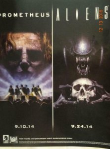 PROMETHEUS ALIEN vs PREDATOR Promo Poster, 11 x 17, 2014, DARK HORSE, Unused 348