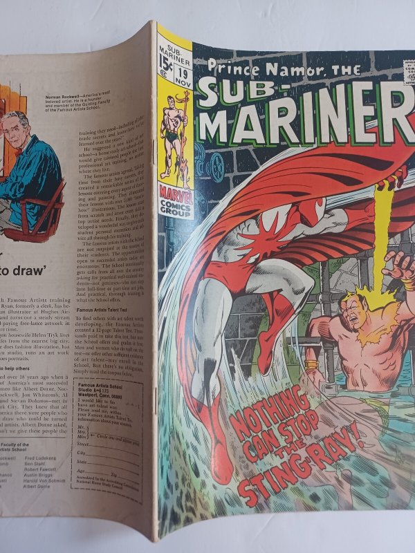 Sub-Mariner #19 - Namor - 1st appearance Stingray - 1969 - VG/FN