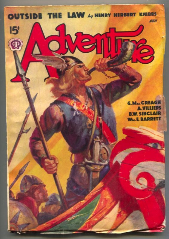 Adventure Pulp July 1938- Outside the Law- viking cover