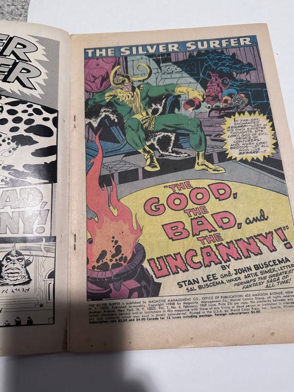 The Silver Surfer #4 (1969)vs Thor -big key- small 1 inch lower spine