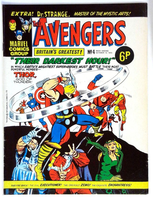Avengers (UK) #4 (1973) Doctor Strange Thor Iron Man Marvel FN
