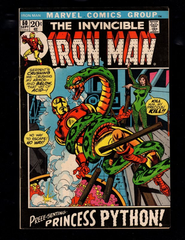 Iron Man #50 (1972) PRINCESS PYTHON *see desc*  / ID#NN