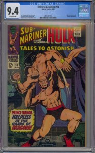 TALES TO ASTONISH #94 CGC 9.4 HULK SUB-MARINER HIGH EVOLUTIONARY