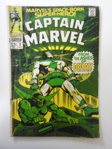 Captain Marvel #3 GD Condition! 2 centerfold wraps detached at bottom staple