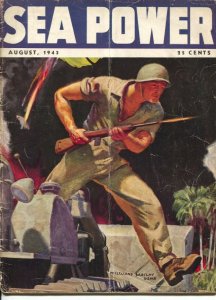 Sea Power 8/1943-McClelland Barclay cover art-war pix &info-rare-G/VG
