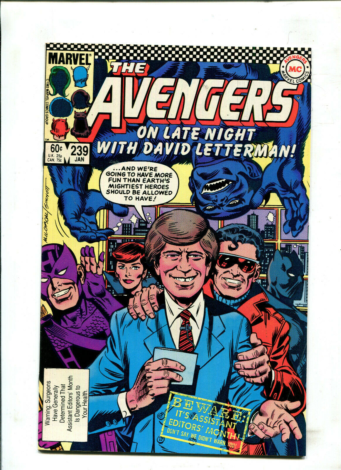 1984　Cover　Avengers　239　Copper　David　Marvel,　HipComic　Books　Letterman　Comic　(6.0)　Avengers　Age,