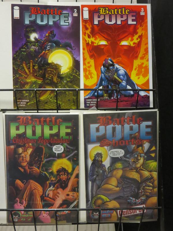 Battle Pope Lot of 4Diff #2, 3 Christmas and Shorts by Robert Kirkman Demons v t