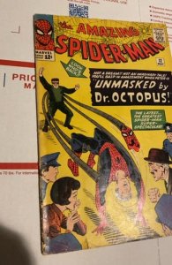 The Amazing Spider-Man #12 (1964)unmasked by doc ock-I/2imch spine split