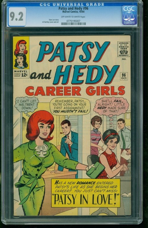 PATSY AND HEDY #96 1964-OFF-WHITE TO WHITE-CGC GRADED 9.2 0775195007 