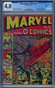 MARVEL MYSTERY COMICS #13 CGC 4.0 1ST VISION SUB-MARINER COSTUME TIMELY COMICS