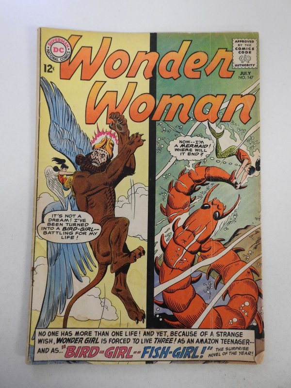 Wonder Woman #147 (1964) GD/VG Condition moisture damage, rust bottom staple