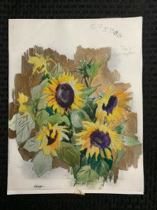 WRAPPING PAPER Sunflowers & Rough 13x16.5 Greeting Card Art #9500 w/ 14 Cards