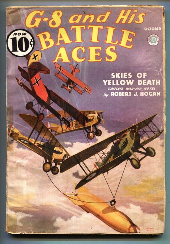 G-8 and His Battle Aces Pulp October 1936-Aviation hero pulp- VG-