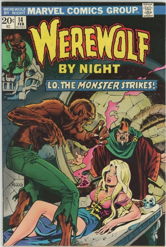 Werewolf By Night #14 (1972) - 7.0 FN/VF *Lo, The Monster Strikes/Topaz*