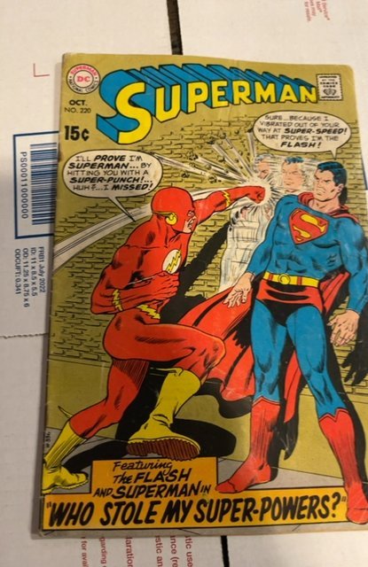 Superman #220 (1969) vs flash who stole his powers