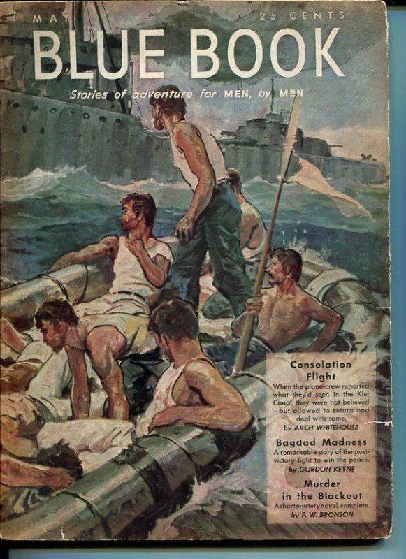 BLUE BOOK PULP-MAY 1943-FN-STOOPS COVER-BEDFORD-JONES-KEYNE-BRONSON FN