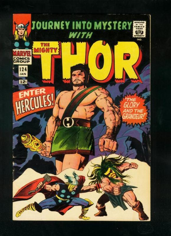 JOURNEY INTO MYSTERY #124 1966-THOR-HERCULES COVER-KIRBY ART-silver age-FN+