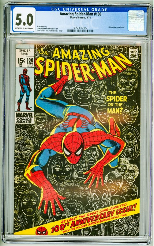 The Amazing Spider-Man #100 (1971) CGC 5.0! OWW Pages!