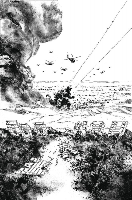 (2025) IDW COMICS GODZILLA VS AMERICA ( LOS ANGELES) #1 1:25 B/W Variant Cover